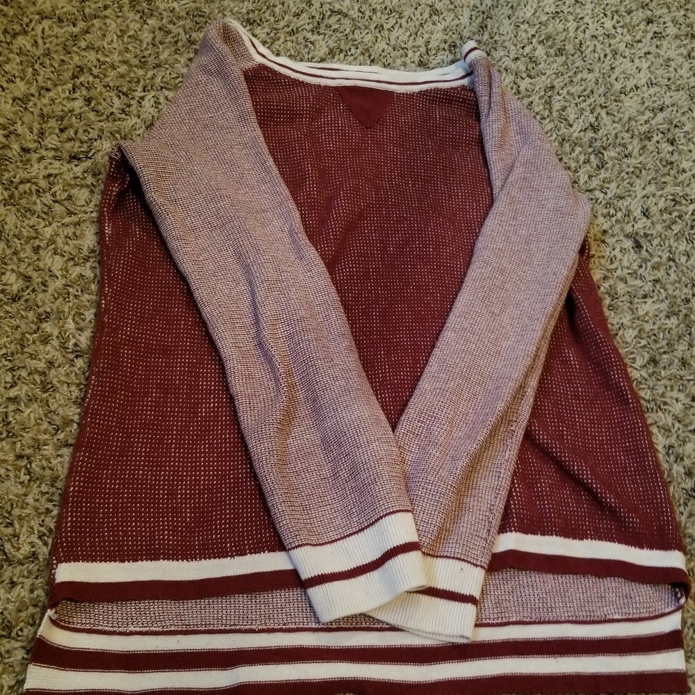 Maroon and White sweater